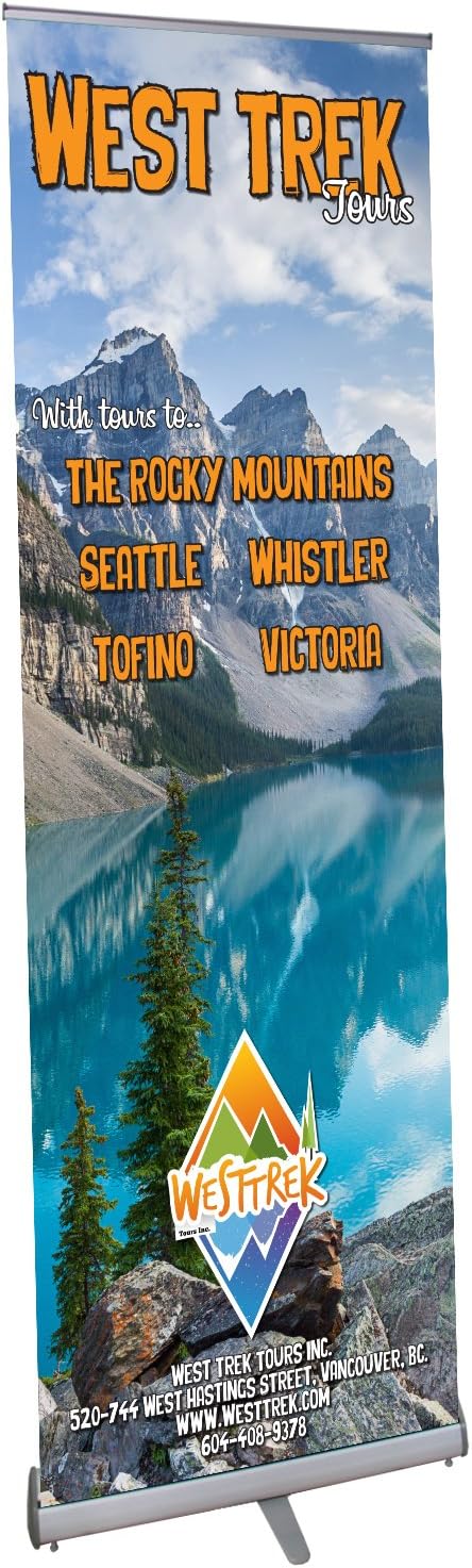4 Less Co 33x79 Retractable Banner Stand Roll Up Trade Show Display, Free Banner Printing