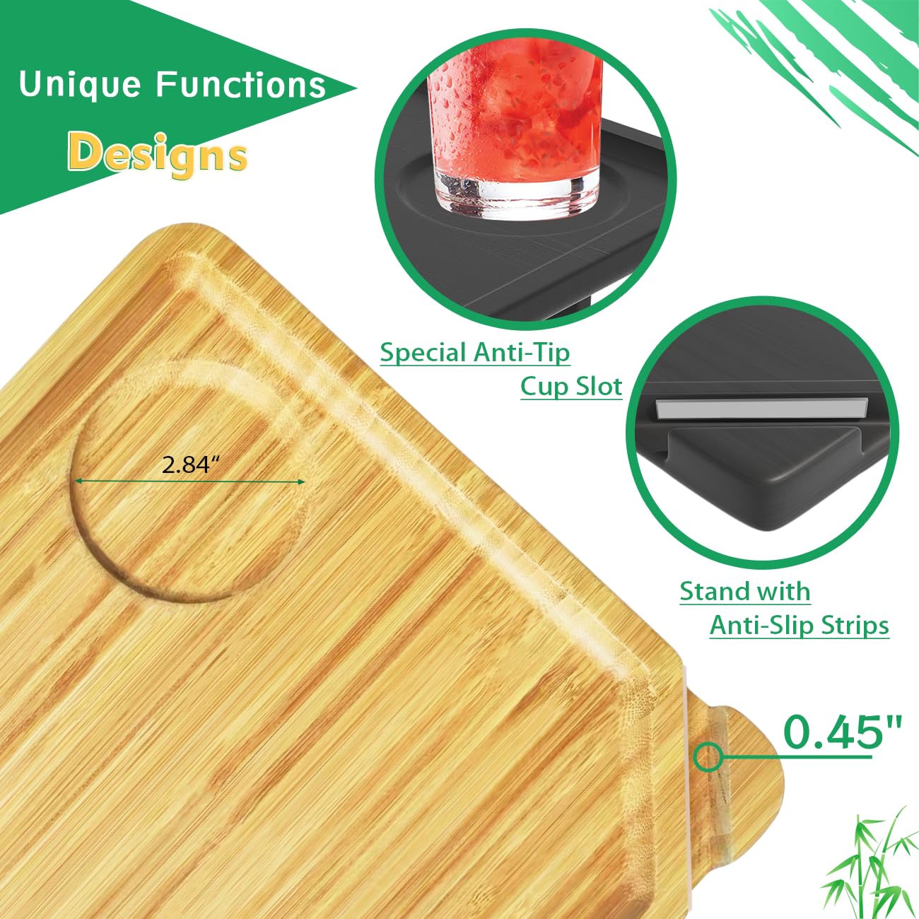 Smatdecis - Bandeja para sofá con clip para brazos, mesa para reposabrazos, adecuada para bebidas caseras, comida rápida, frutas, etc