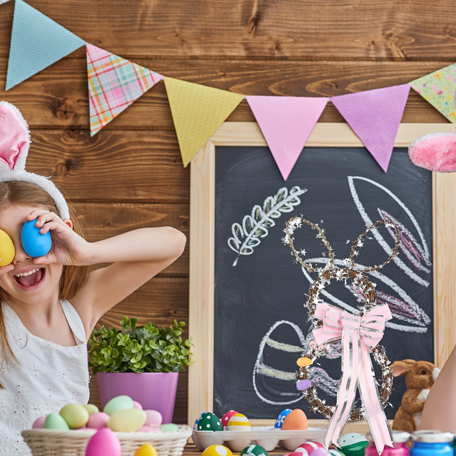 Cabilock 3 Pz fiore del coniglietto di pasqua peluche decorazioni pulcino Figurina coniglio pasquale easter bunny ornamento pasquale ornamento da appendere coniglietto di pasqua rattan rosa