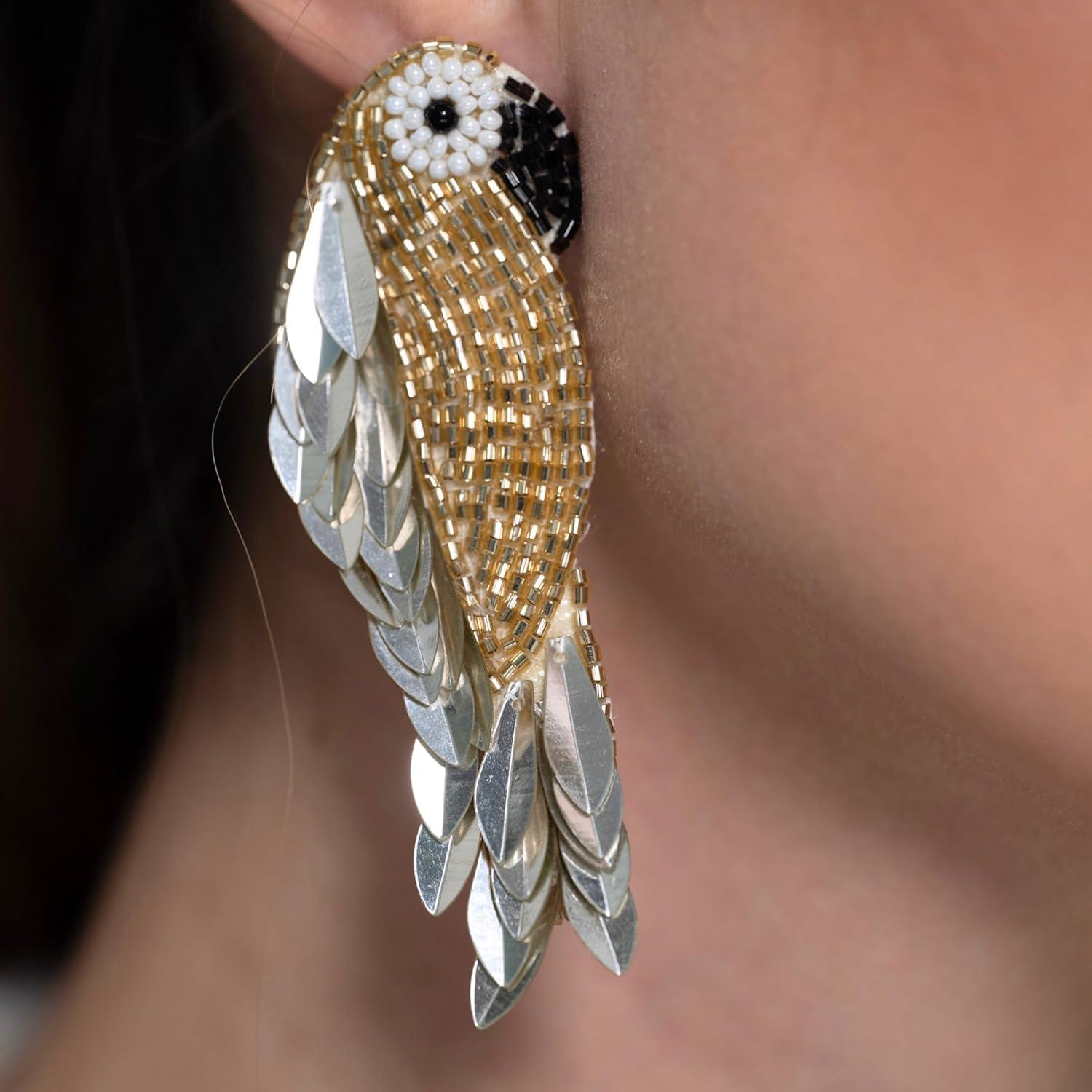 Parrot Earrings for Women, Cute Parrot Bird studs, Handmade Tropical Boho Beaded Flamingo, Statement Pink Parrot Drop Dangle Earrings, Summer Beach Jewelry Gift