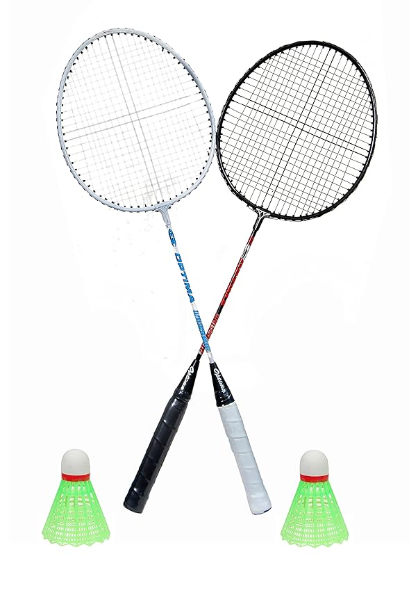 OPTIMA 2 Shuttle Cock and 2 Aluminum White & Black Rackets Badminton Set. at Rs. 199