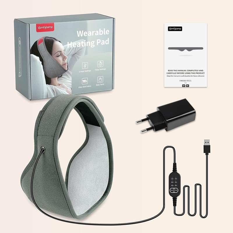 Comfytemp USB Állkapocs és Arc Melegítő Párna - 83x11 cm Puha Fűtőpárna TMJ Fájdalomra és Fogászati Beavatkozás Utáni Regenerálódásra, 3 Hőf