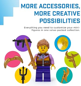 Brick Loot Weapons Pack for Boys Building Block Accessories Compatible with Minifigures Includes Tactical Gear Armor Equipment Custom Accessories Action Figures Creative Building Play Ages 6+ (80pcs)