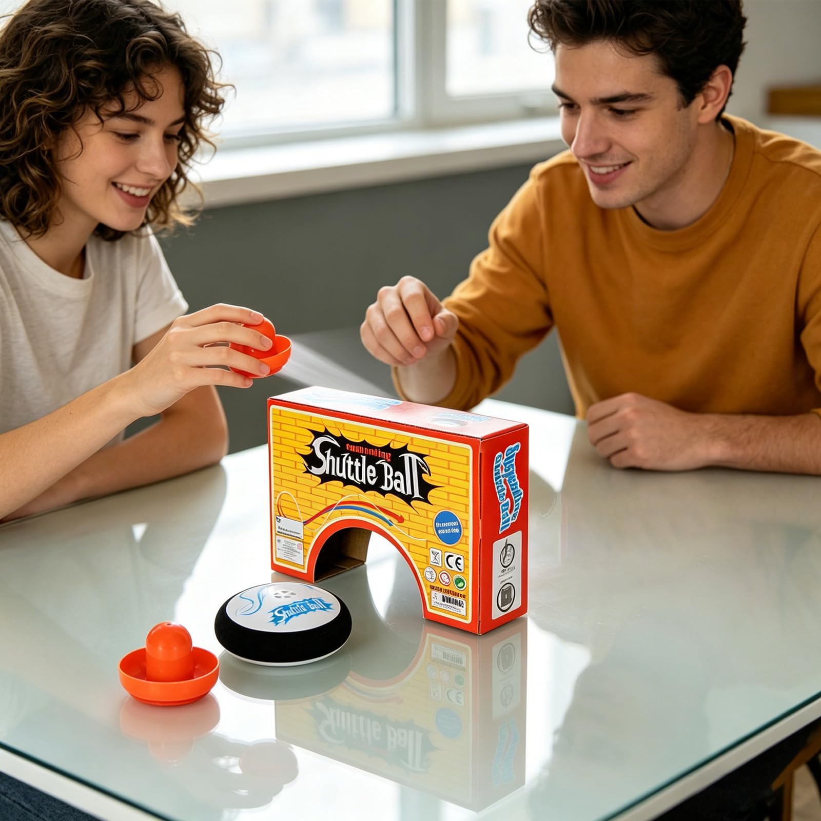 Air Hockey Hover Puck,Portable Air Hockey con 2 Spingere per Hockey ad Aria Rossa,Gioco da Tavolo Portatile,Mini hockey Galleggiante Elettrico per Interni ed Esterni