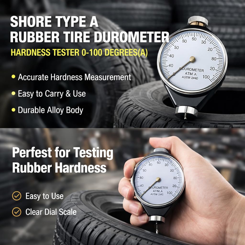 Mohs Durometer Tester, Shore Type A/O/D Rubber Tire Durometer Hardness Tester 10-90HA (Type A)