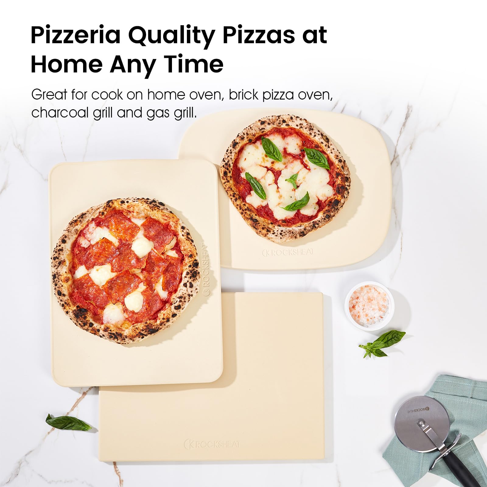 Pizzastein, einzigartige Form, 40 x 30 cm, Pizzasteine für Backofen, Grill, BBQ, robuster Cordierit-Backstein für Pizza & Brot & Kekse, innovatives unregelmäßiges Design, Grillstein