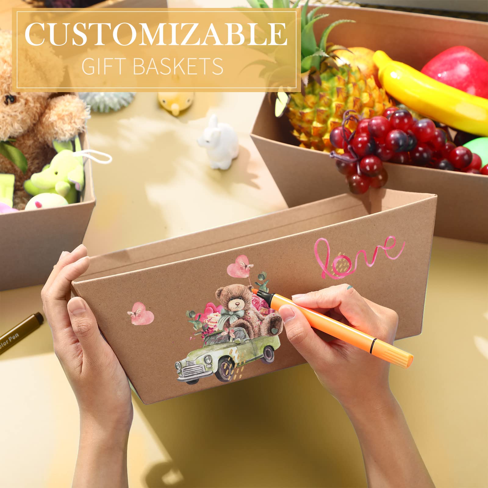 6 cesti regalo in cartone robusto, 30 x 19 cm, vuoti, perfetti per Pasqua, San Valentino, vacanze, compleanni e matrimoni