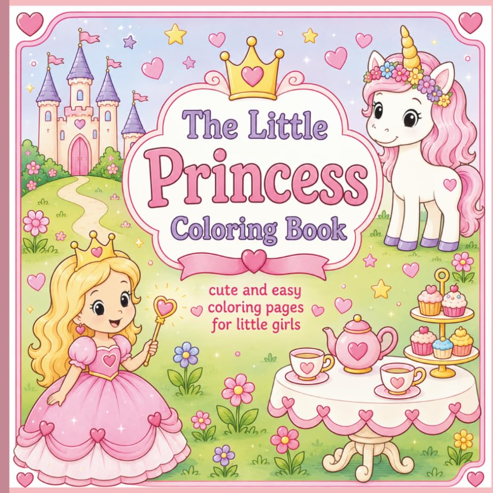 The Little Princess Coloring Book: Cute and easy coloring pages for little girls