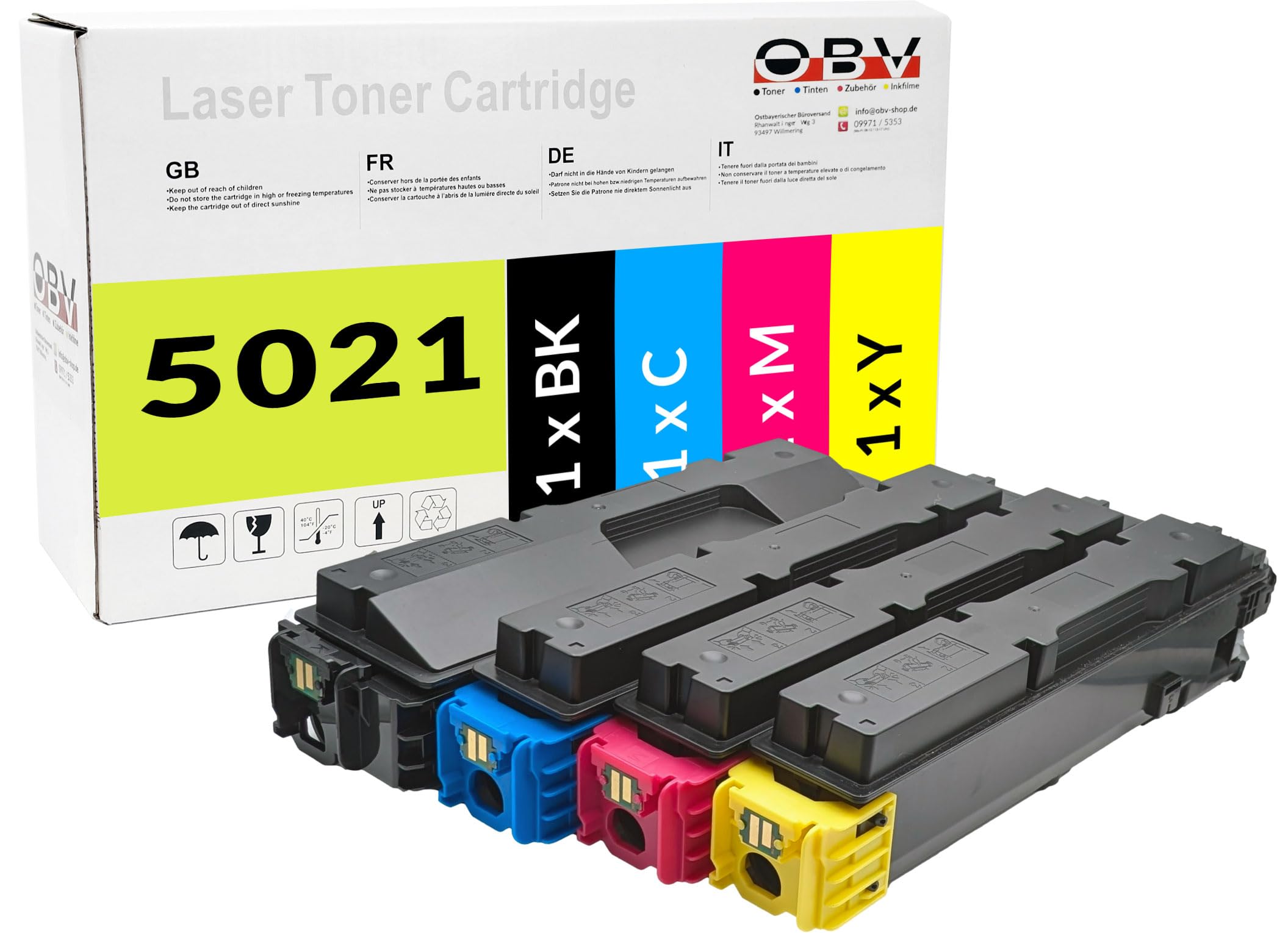 OBV Toner-Set kompatibel für Utax Triumph-Adler P-C4063DN P-C4063i MFP P-C4067i MFP PK-5021 PK-5021K/C/M/Y 1T02Z00UT0 1T02Z0CUT0 1T02Z0BUT0 1T02Z0AUT0 Schwarz Cyan Magenta Gelb 13000/10000 Seiten