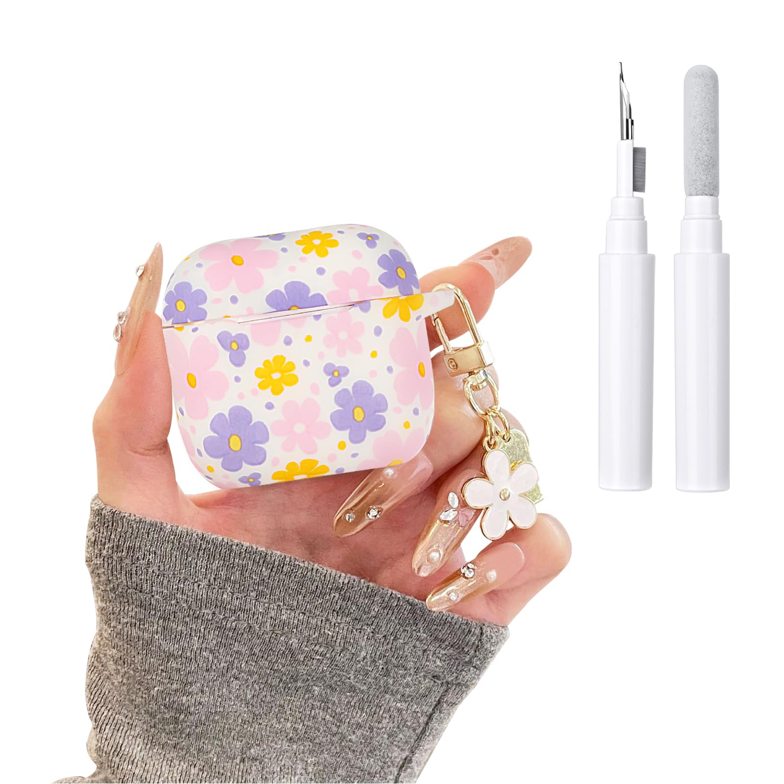 Reownest Custodia Per AirPods 4 (2024) Con Fiocco E Portachiavi – Silicone Trasparente, Antiurto, Design Carino E Portatile