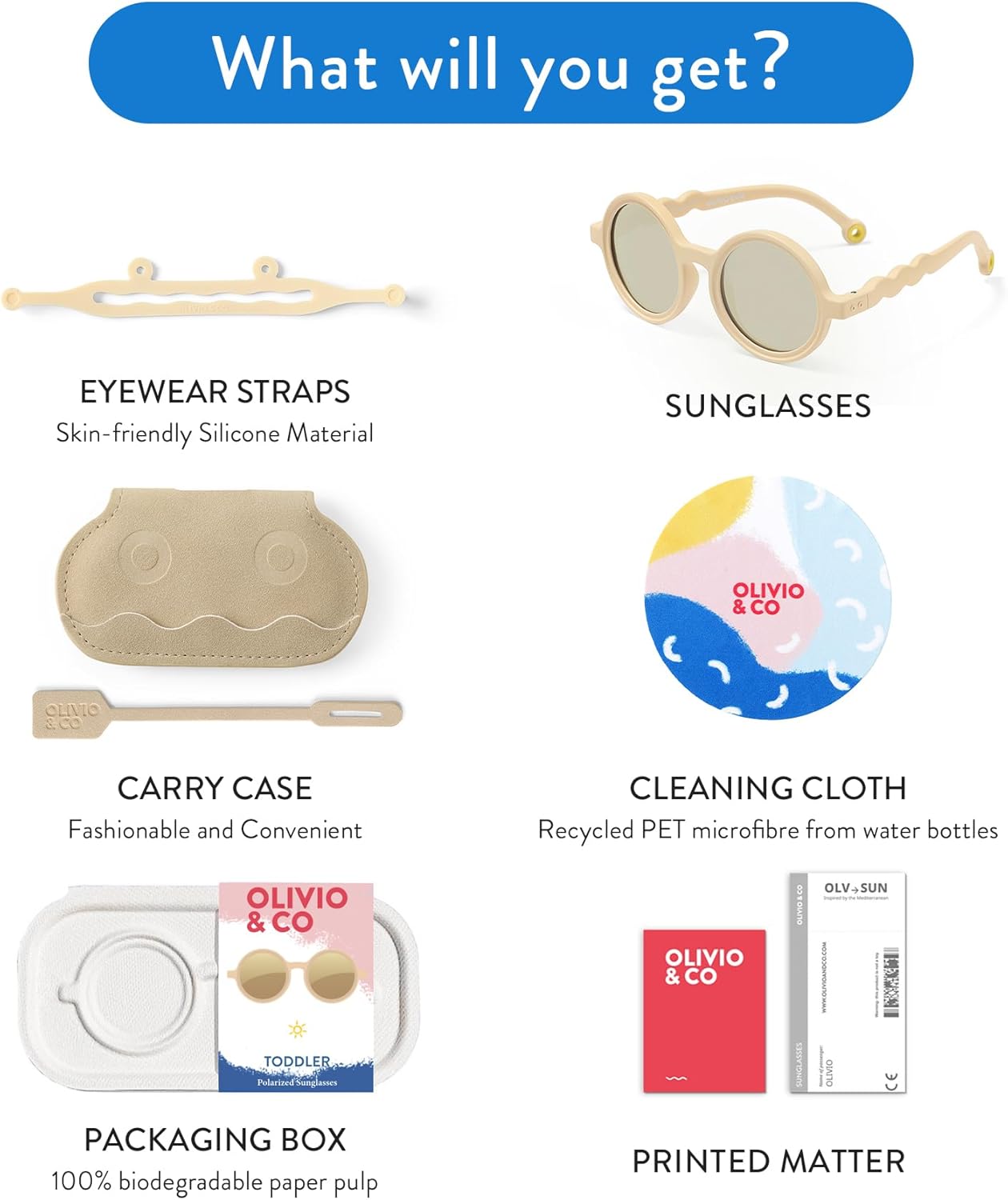 OLIVIO&CO Baby Sunglasses Soft Feel Frame Polarized UV Protection Kids Sunglasses for Toddler Infant Boys Girls Age 0-7Y