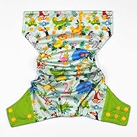 Vista 3 de Pañal de tela de bolsillo para bebé, refuerzos dobles, reutilizable, lavable, 8 lbs-36 lbs (animales del zoológico)