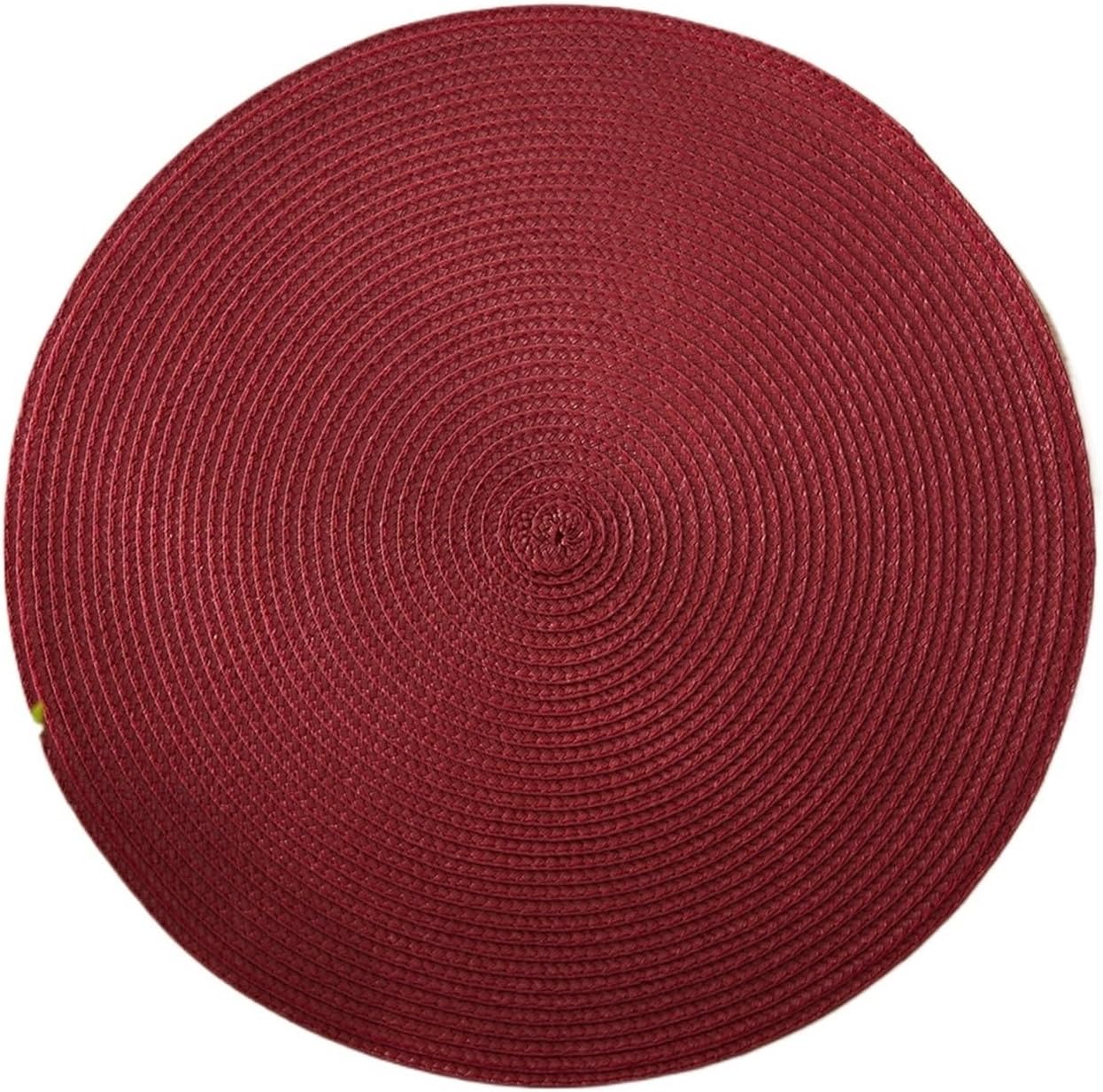 Set of 4 15inch Round Braided Placemats Table Mats for Kitchen Tables Woven Non-Slip Place Mats(Green)