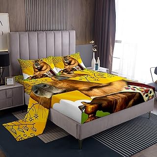 Erosebridal Funny Capybara BedÂ SheetsÂ Set Twin Size Brown Capybara SheetÂ Set for Childern Youth Boys Girls Bedroom Decor, Cute Rodent Animal Sheets Capybara Gifts for Capybara Lovers