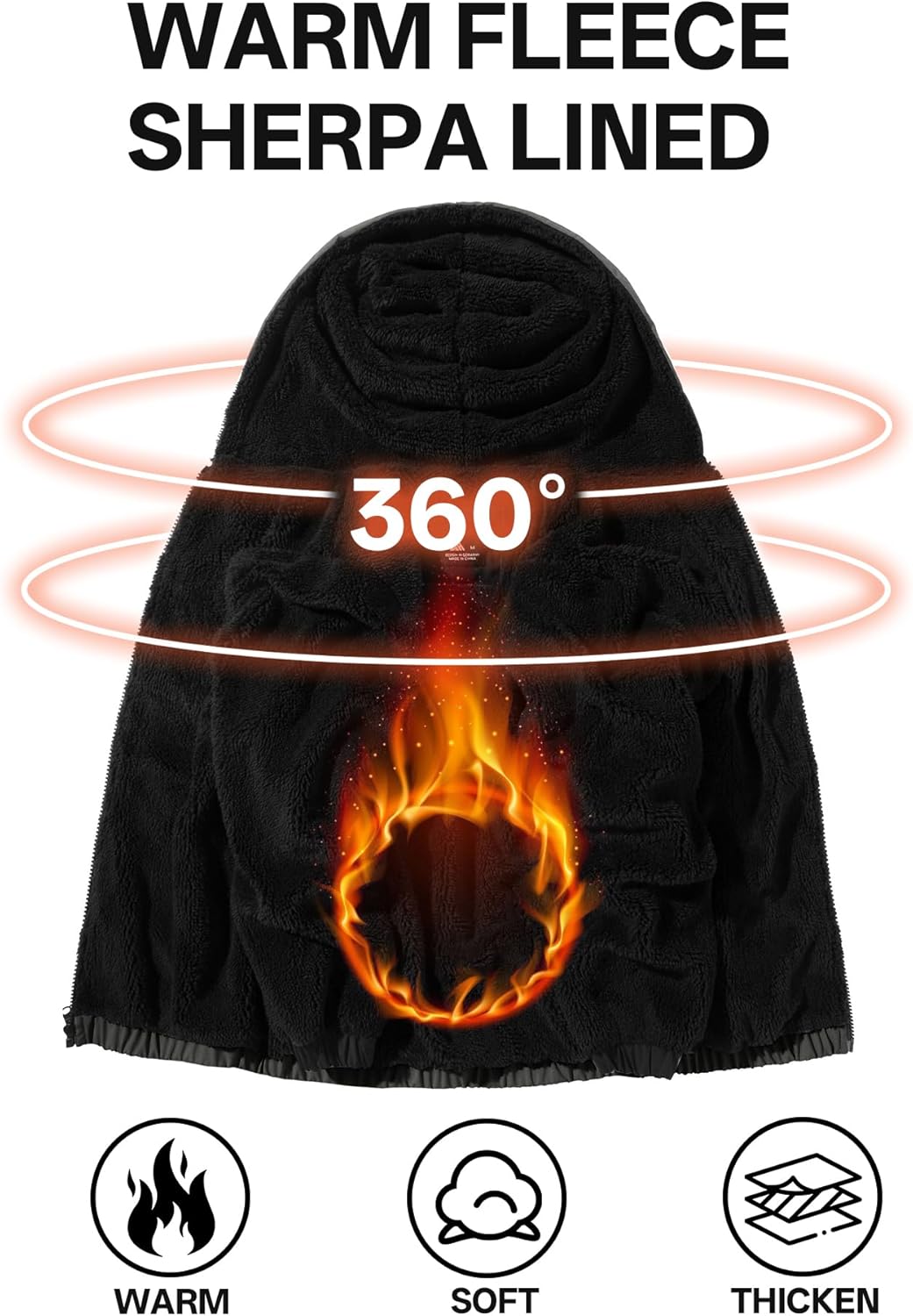 ZITY Boys Fleece Jacket Sherpa Lined Hoodie Zip Up Sweatshirt Warm Outerwear Winter Coat for Kids 6-15 Years - Image 4