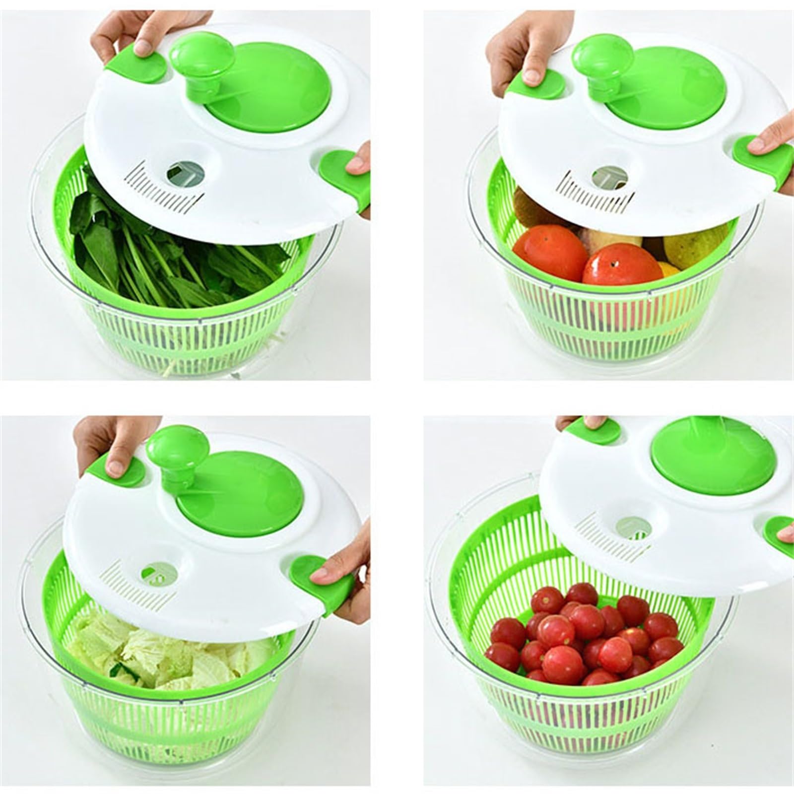 centrifugadora de Verduras, Ensalada Spinner Cocina Cesta de Verduras Frutas y volcado secador deshidratador escurridor