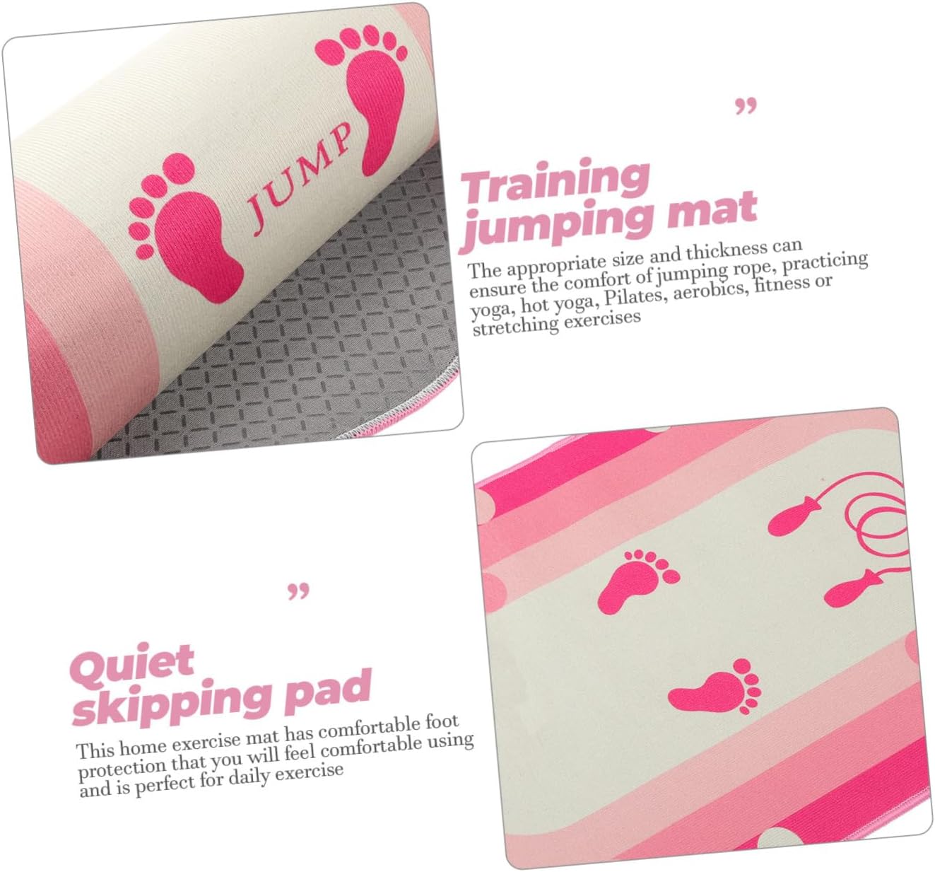 Multi-function Skipping Mat with Silicone Bottom, Thickened Soundproof Sports Exercise Pad 50x80cm Oval Yoga Workout Mat for Indoor Fitness and Jump Rope Training