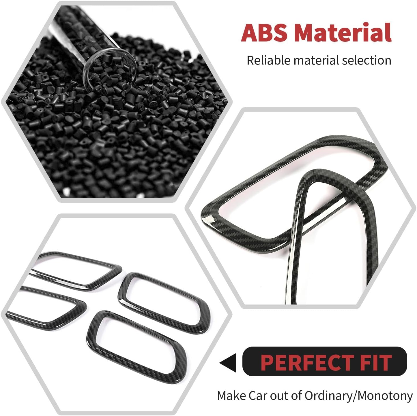 RT-TCZ Carbon Fiber Door Inner Grab Handle Trim Cover Door Handle Bowl Frame Decor Ring Trim Interior Accessories for Jeep Grand Cherokee 2011-2020