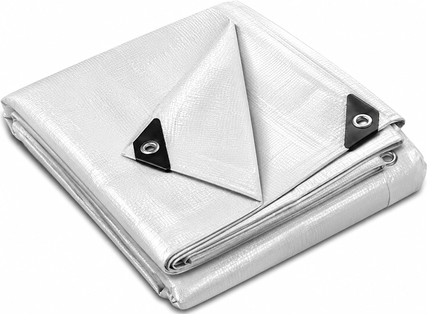 Flatro Tarpaulin Waterproof Heavy Duty 110GSM (6ft x 12ft) / (1.8m x 3.6m) White Tarpaulin Sheet with Reinforced Eyelets | UV/Tear Resistant Multipurpose Weatherproof Tarp for Garden, Farming, Camping