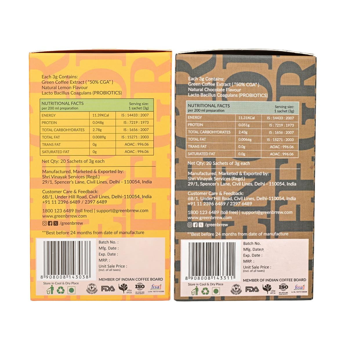 Greenbrrew Instant Green Coffee Combo, Chocolate & Lemon, 20 Sachets 4