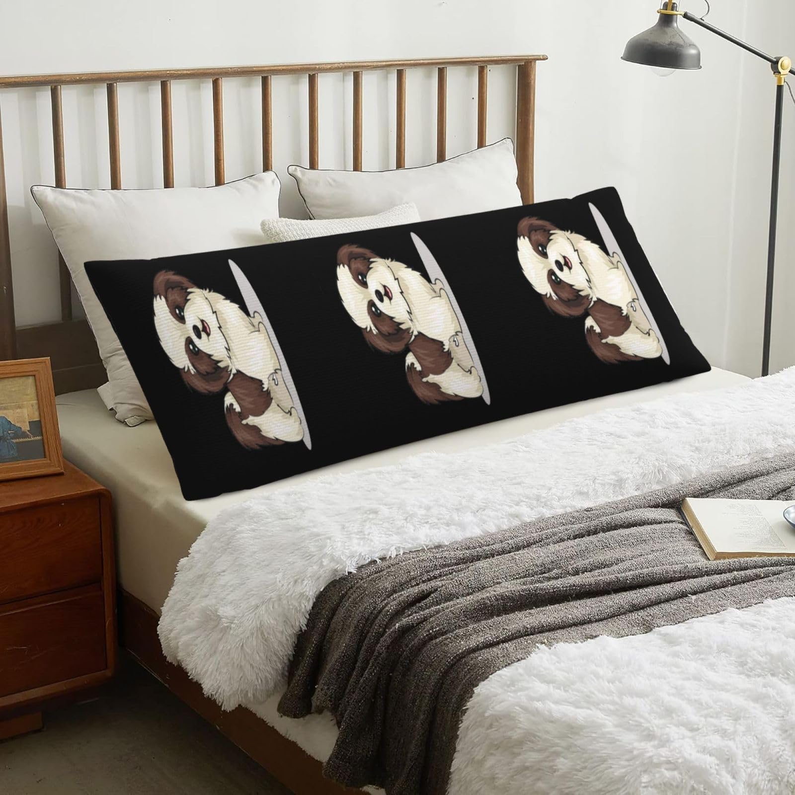 Shih Tzu Dog, Body Pillow Cover with Zipper,Long Body Pillowcase 20 x 60 in