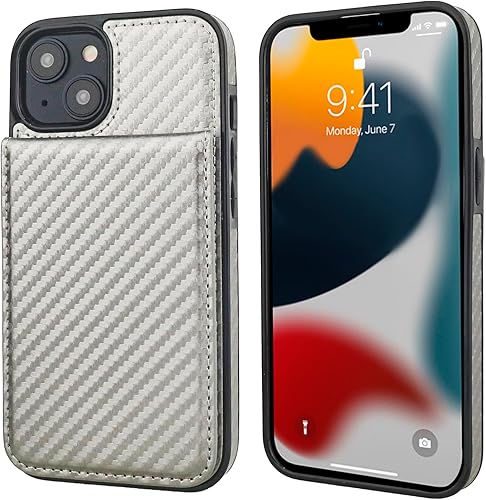 Miniatura 9 de KIHUWEY Funda compatible con iPhone 13 con soporte para tarjeta de crédito, cierre magnético de cuero de alta calidad, funda protectora resistente