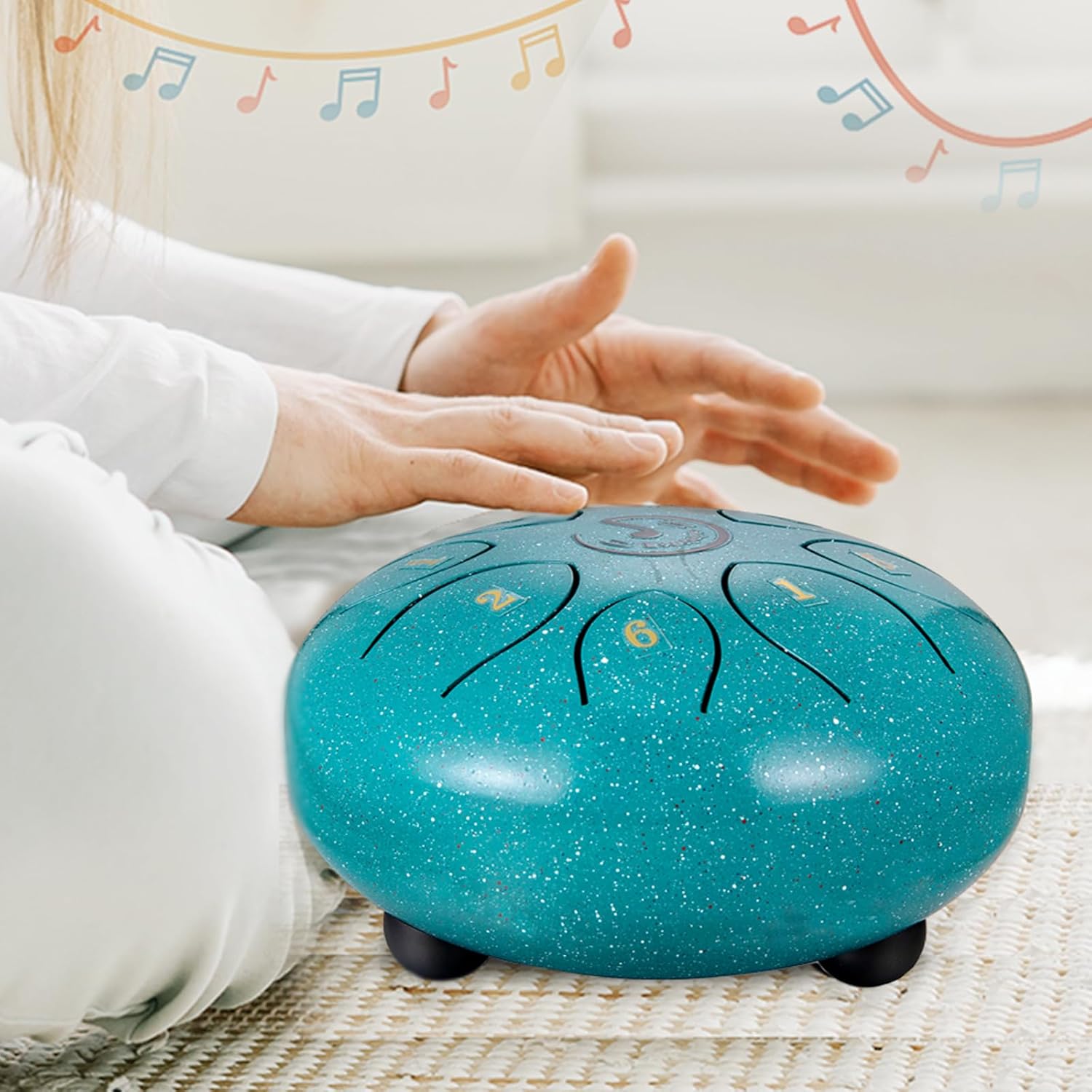 Rain Drum for Garden Steel Tongue Drum 8 Notes 6 Inches, Handpan w/Gig Bag, Music Book, Mallets and Finger Paddles for Kids Adult and Beginner