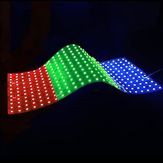 Flexible RGB LED sheet for Backlighting Dimmable, 24V 65W 288LEDs Multi-color Trimmable Flat Paper Thin Back Light Sheet Panel, 18.9X9.4 Inches Plug in LED Sheet with Spacers and Sticky Back (RGB)