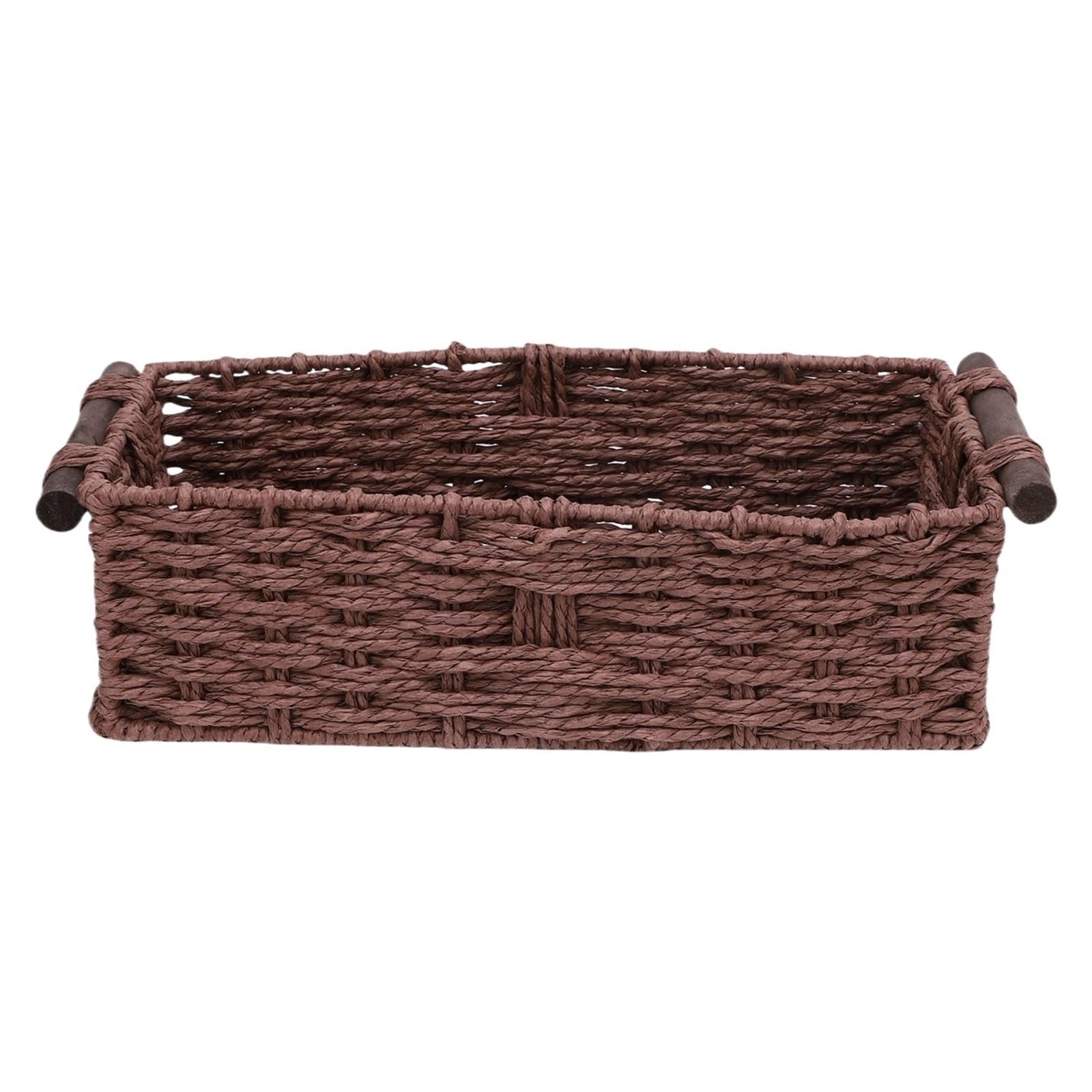 wicker basket storage Toilet Paper Basket Handmade Decorative Cabinet Organizer Breathable Wooden Handles Portable Rope For Countertop(Color2)