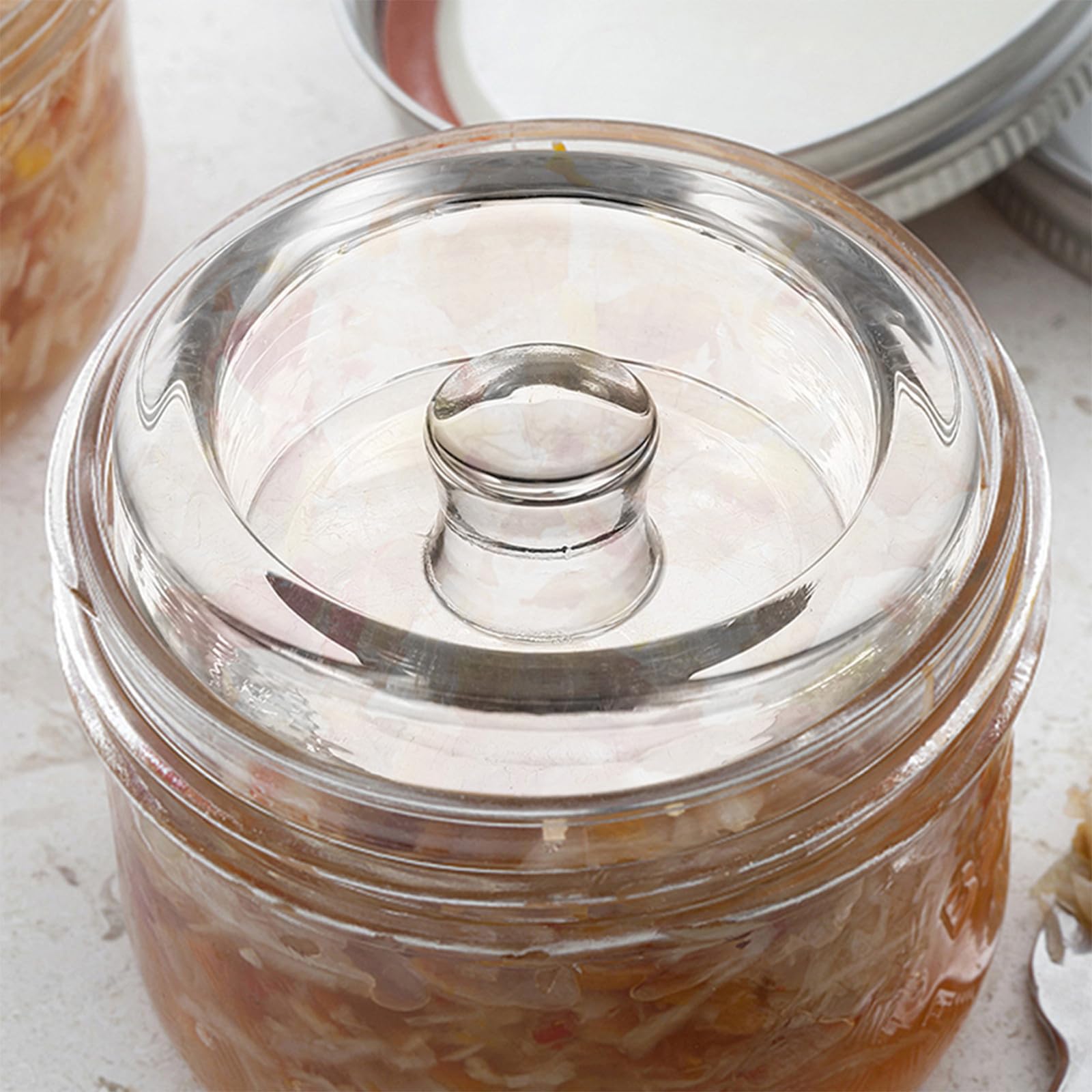 CLISPEED 2 Stück Gärgewichte aus Glas zum Fermentieren mit Breiter Öffnung Kompakt und Tragbar Einfach zu Benutzen für Glasgefäße im Haushalt