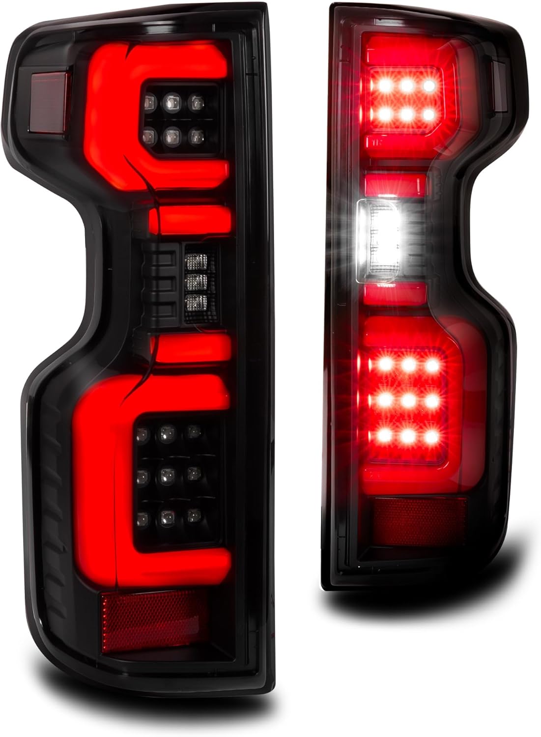 TRUE MODS Smoked Full LED Tail Light Assembly Replacement for 2019-2026 Chevy Silverado 1500 & 2020-2023 Chevy Silverado 2500 3500 HD w/Stock Halogen Bulb Aftermarket Rear Brake Turn Signal Taillight