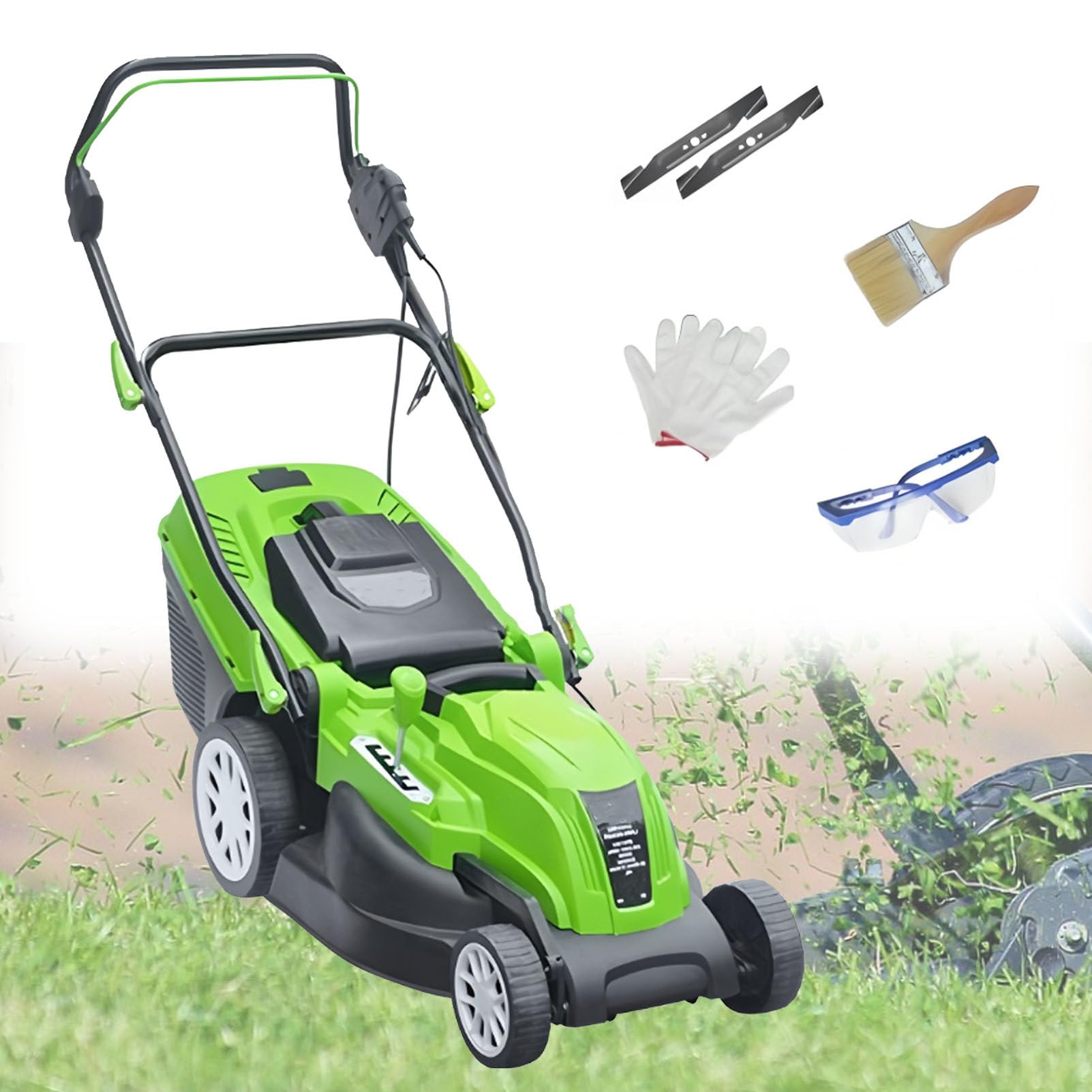 CortacéSped EléCtrico con Cable, Ajuste De Altura En 3 Posiciones, Bolsa De Recogida De Paja ExtraíBle, para CéSped, JardíN Y Patio 2700W/42CM-Cord15M