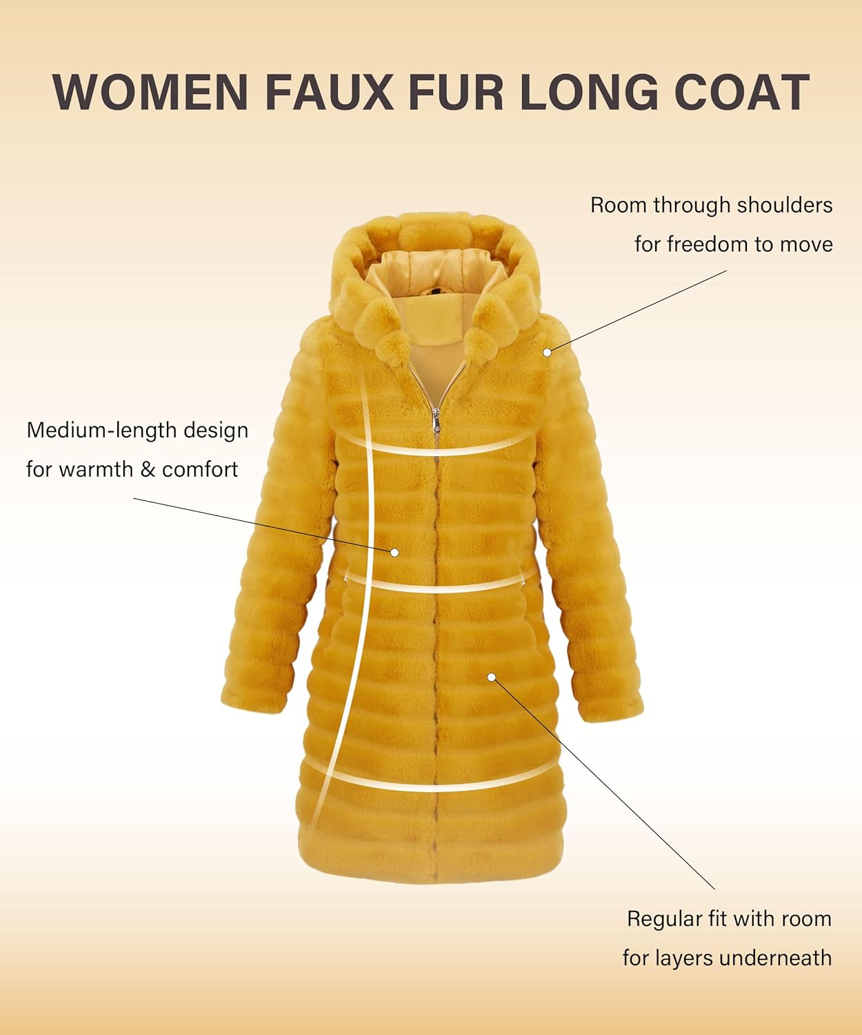 RISISSIDA Women Long Faux Fur Coat Fuzzy Jacket Hooded Winter Fall Warm Overcoat - Image 6