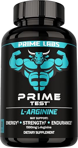 Prime Labs L Arginina 1500mg - Suplemento de óxido nítrico - Flujo sanguíneo, energía, fuerza, resistencia - 60 unidades