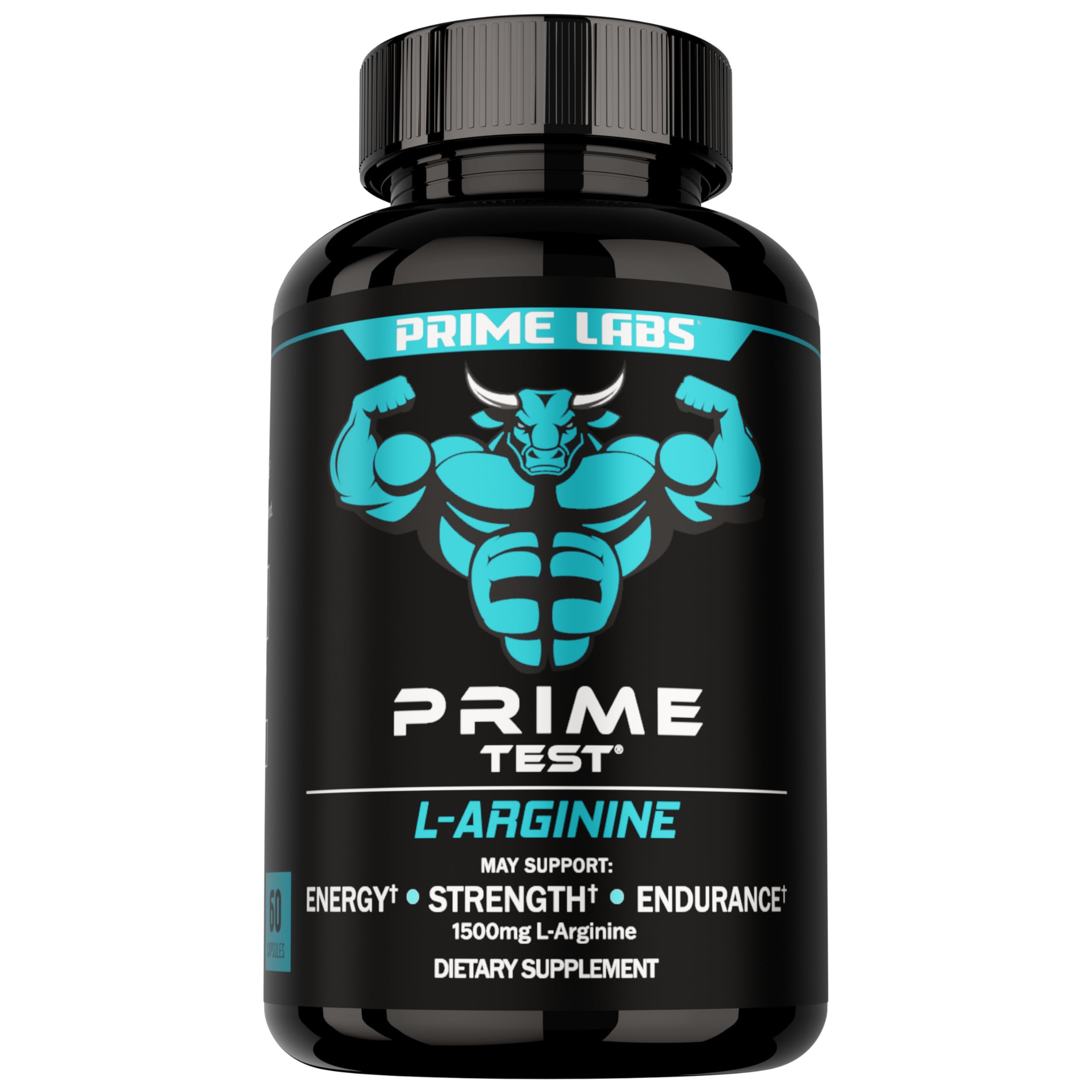 Prime Labs L Arginine 1500mg - Nitric Oxide Supplement - Blood Flow, Energy, Strength, Endurance - 60 Count