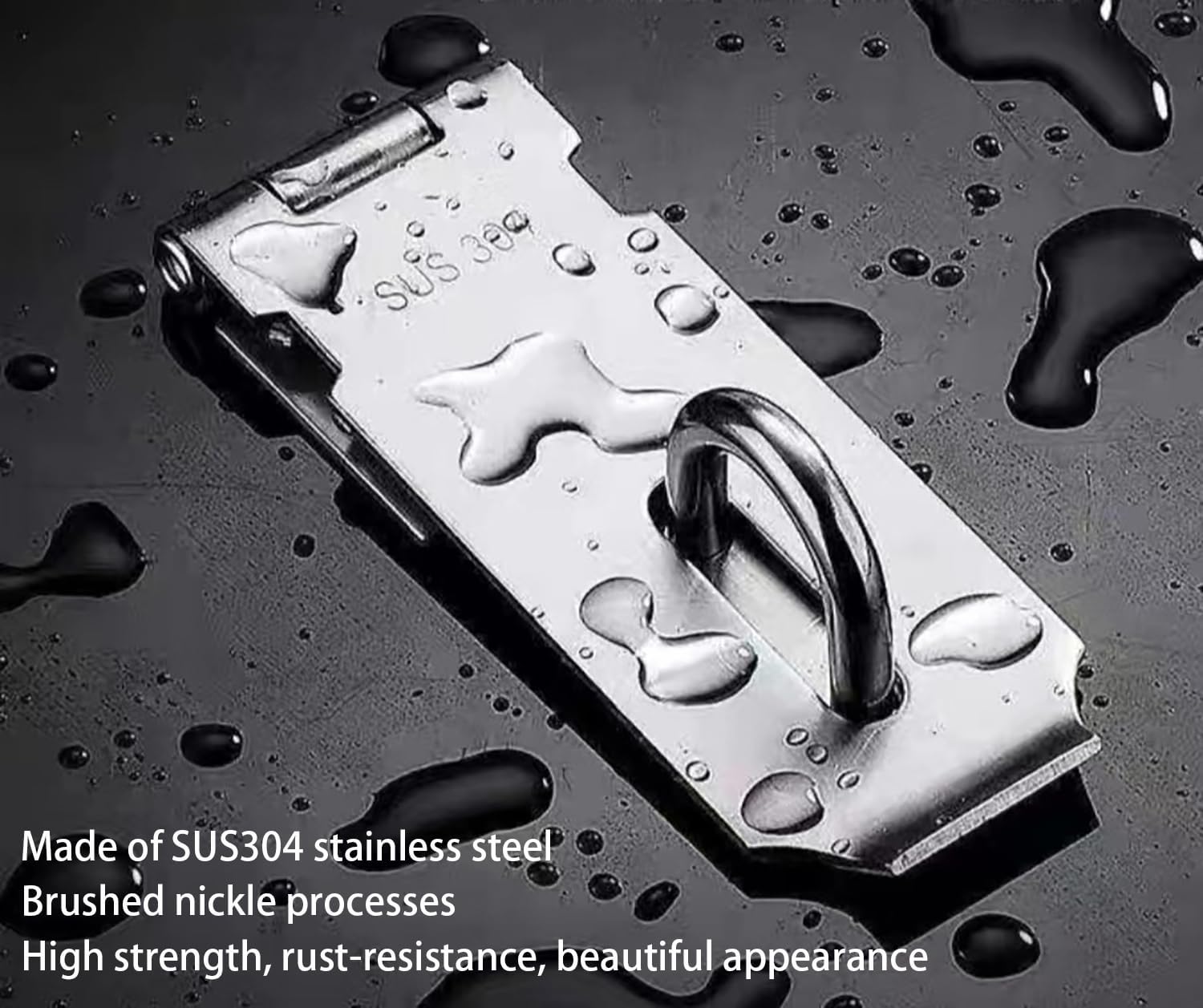 2Pack Door Lock Hasp Latch, 5Inch 304 Stainless Steel, Padlock Latch Extra Thick Door Latches, Brushed Finish with Screws (Brushed Nickel, 4in Padlock hasp Latch)