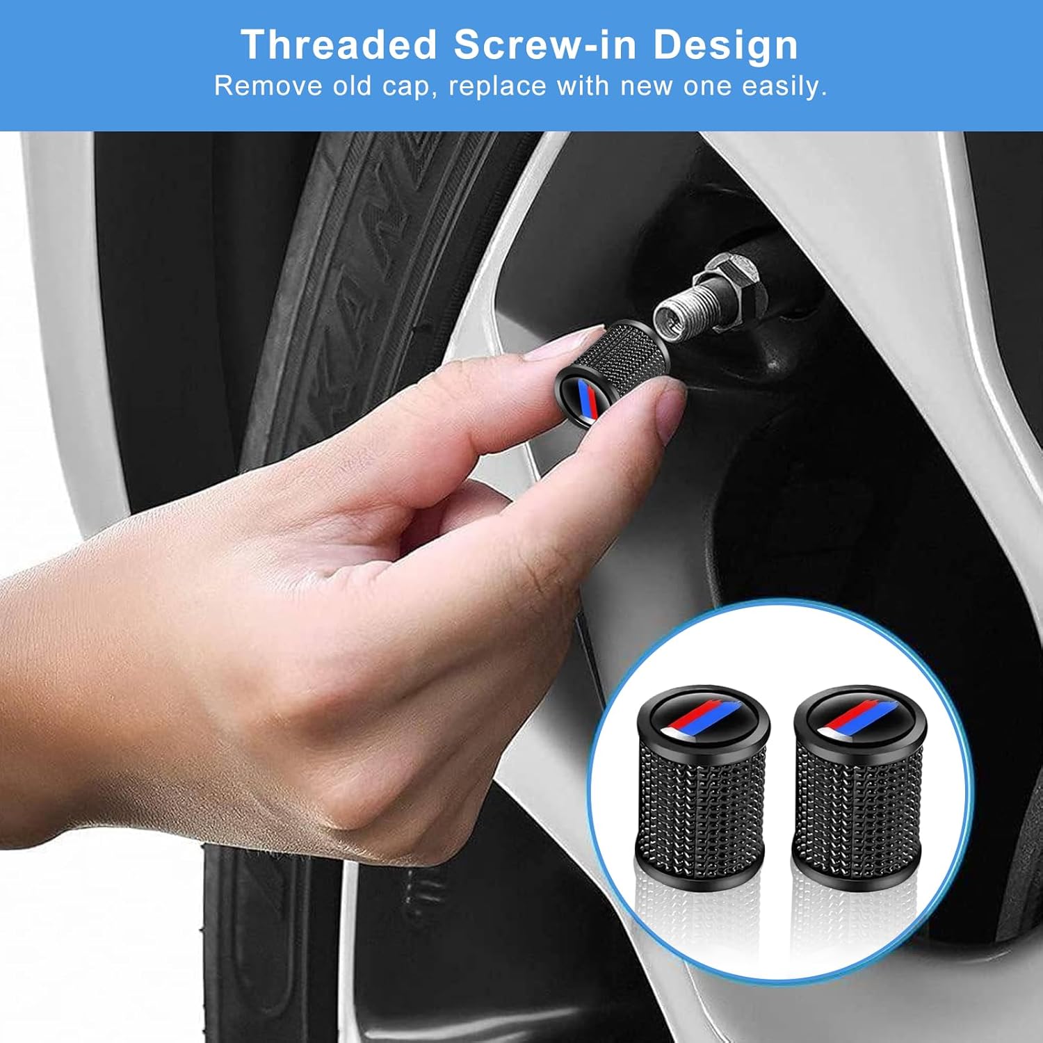 5 PCS Tire Valve Stem Caps for BMW M3 M5 M 3 5 7 2 8 4 X3 X5 X1 X4 X7 X6 Series Accessories, Alloy Anti-Corrosion Auto Air Wheel Cap - Image 6