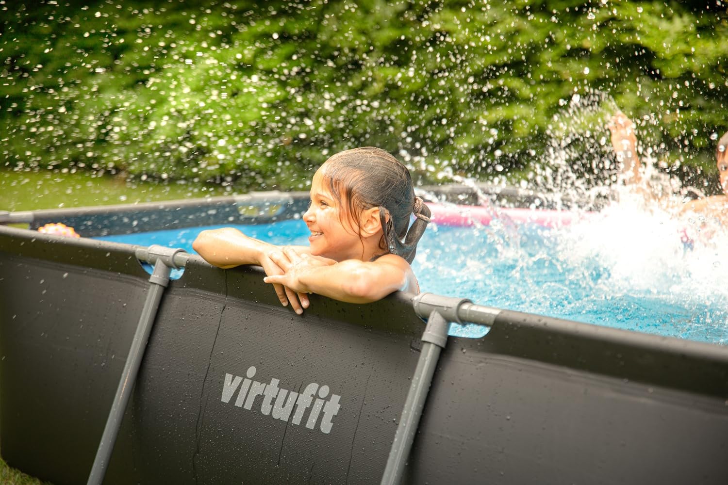 VirtuFit Piscina (nero, 300 x 210 x 66 cm (INKL. Filterpumpe), Rettangolare)