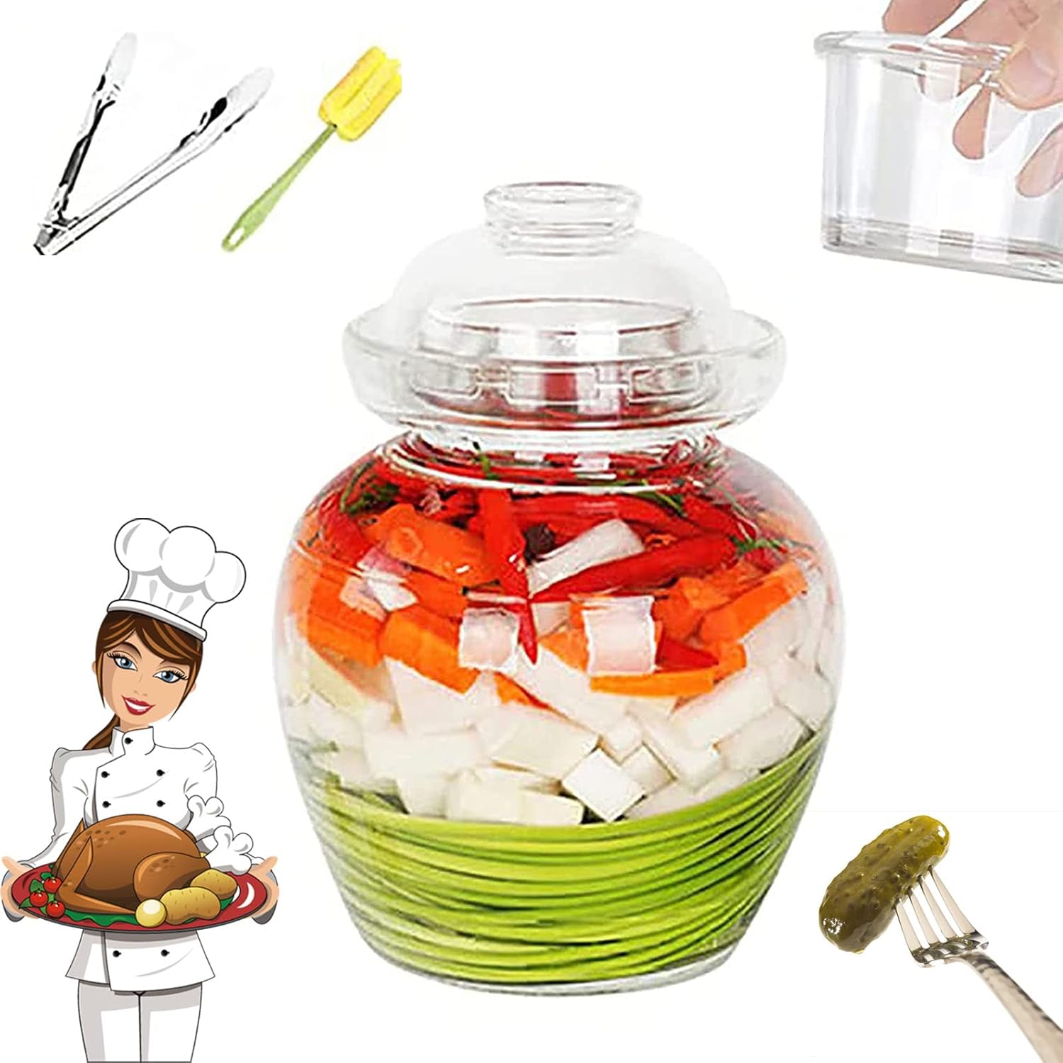 OCAZI Clear Glass Jar Fermenting Jars Sealed Pickling Jar