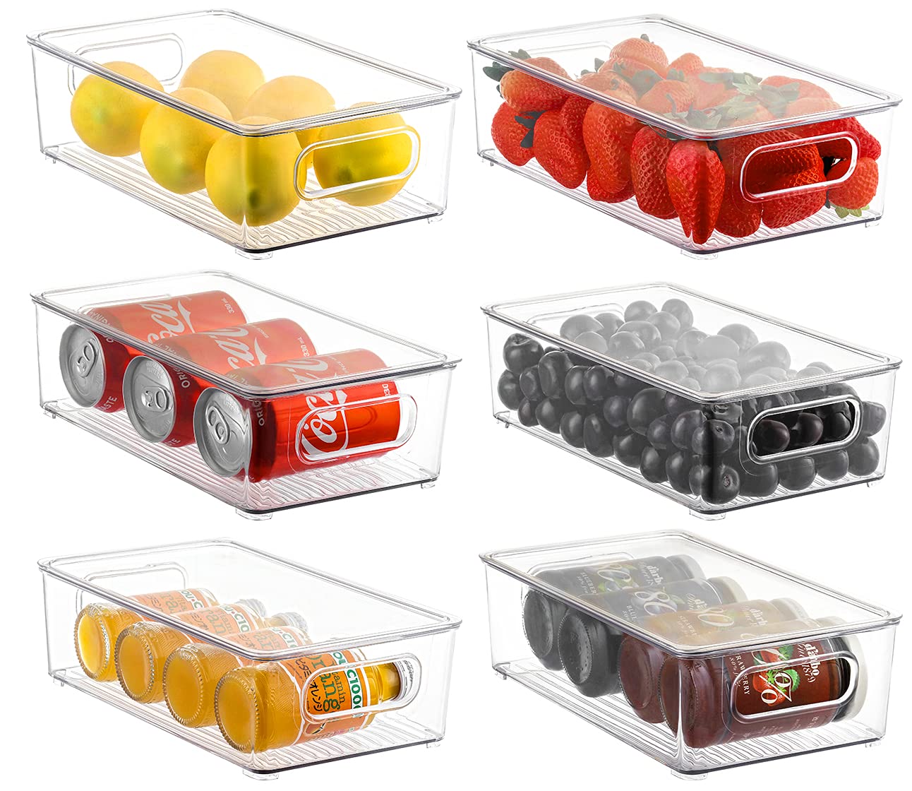 Buy Refrigerator Organizer Bins with Lids, ESARORA 6 PACK Stackable