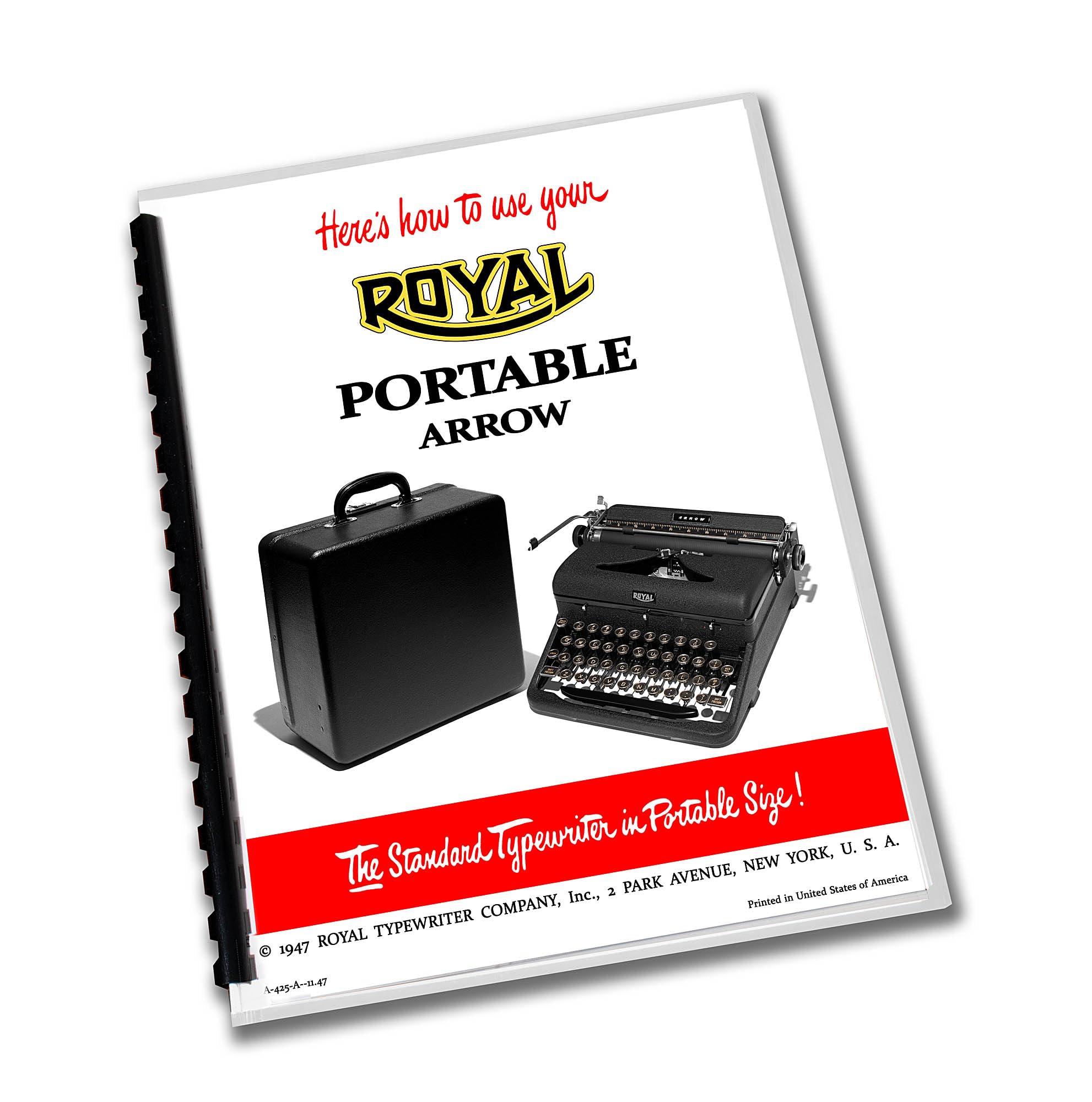 Royal Arrow Typewriter (1940-1947) Operating Instructions User Manual Reproduction of Vintage Original
