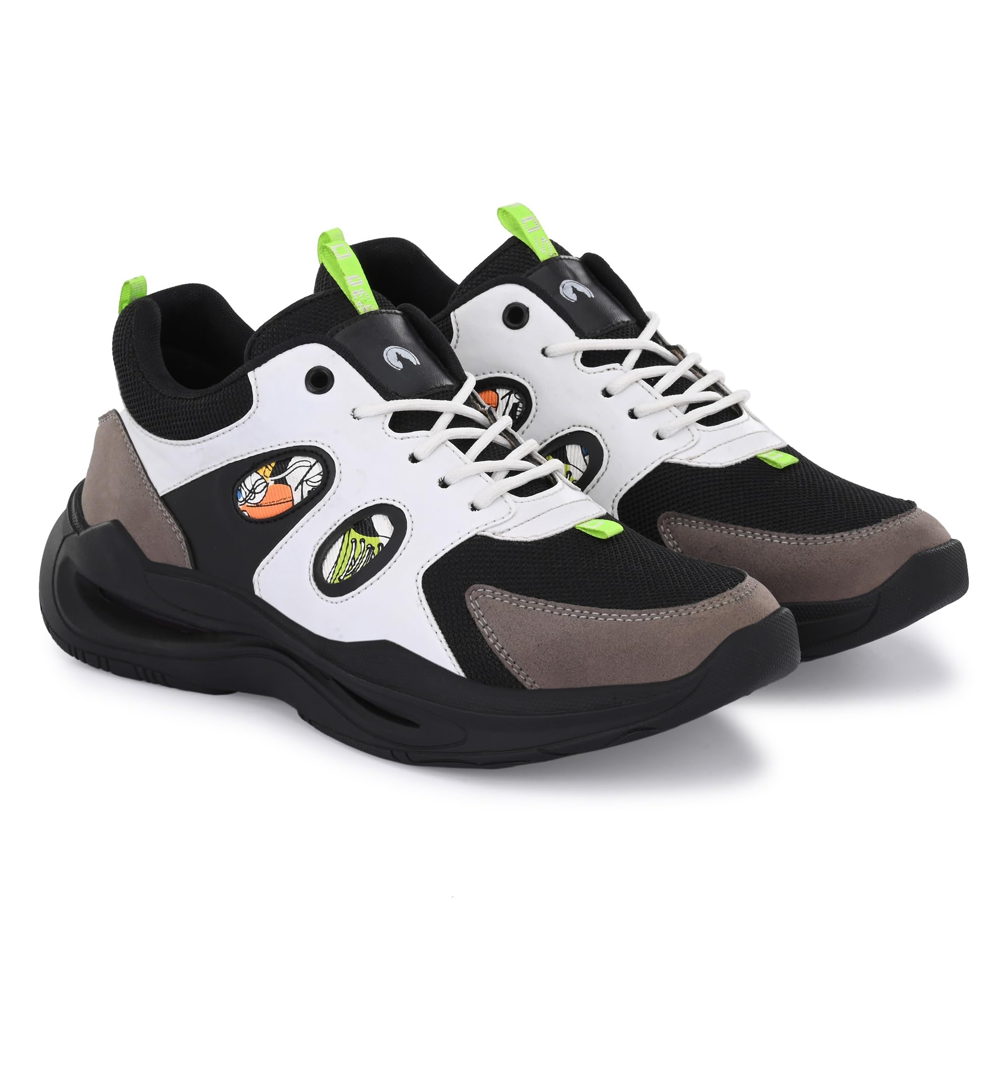 Rising Wolf Synthetic Leather Sneakers for Men, Non-Slip Comfortable Walking Shoes, Black and White (8) (B0D4Z3G6RW) Amazon Price History, Amazon Price Tracker