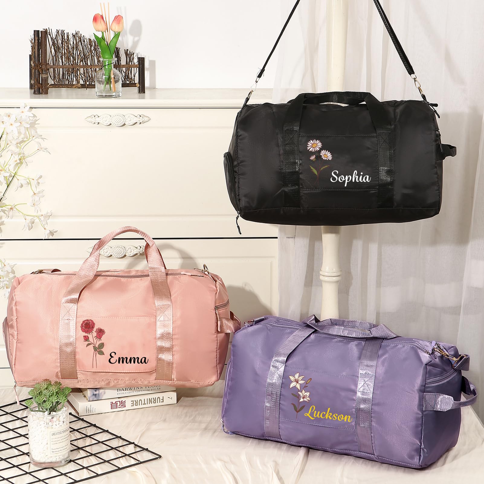 Borsone da Viaggio Personalizzata con Nome – Borsa Pieghevole da Viaggio per Uomo Donna, Borsone Palestra, Borsoni da Viaggio Grandi Regalo (Stile 6)