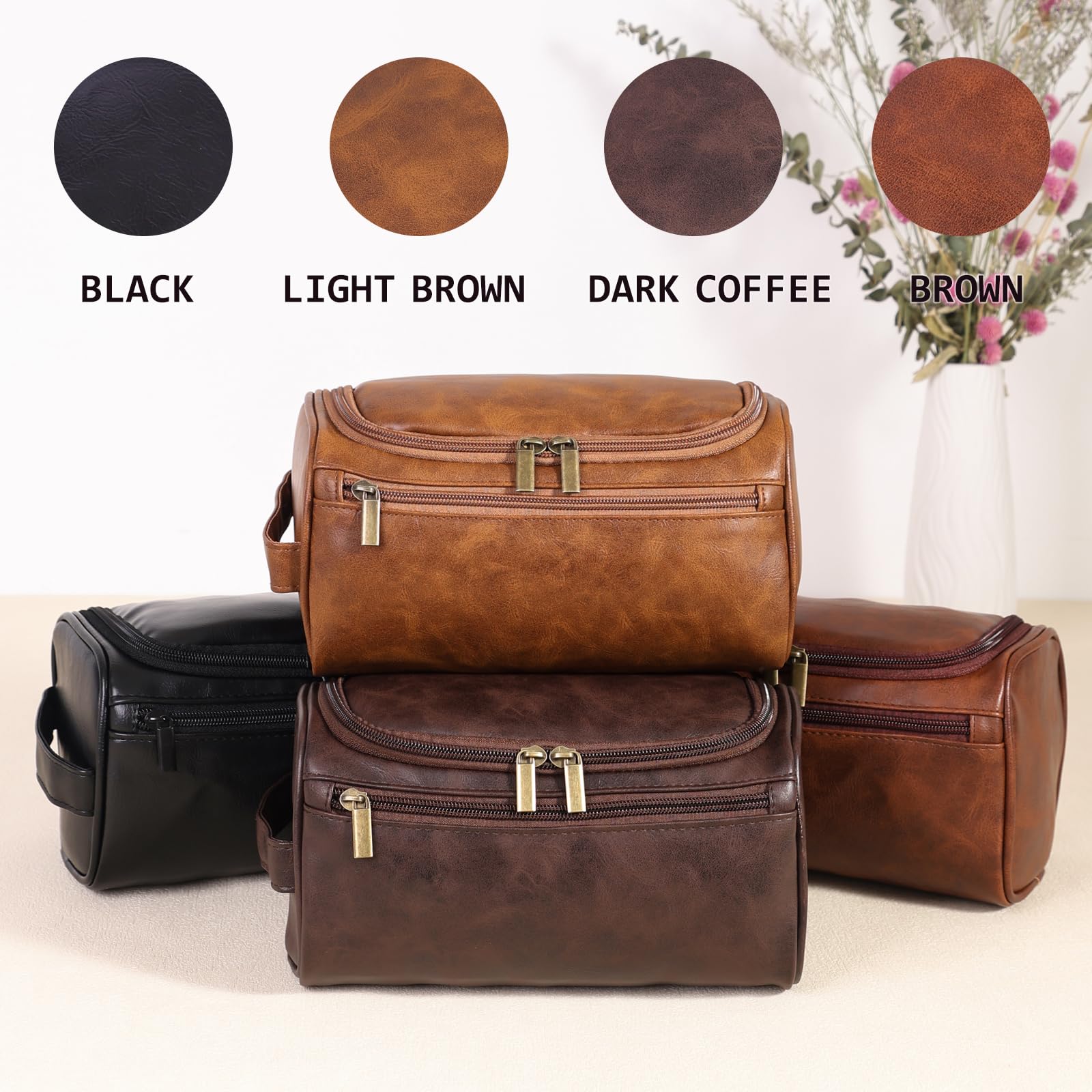 Neceser para hombres, kit de afeitado colgante para hombres y mujeres, bolsas organizadoras de artículos de tocador resistentes al agua, bolsas de cosméticos de piel sintética para accesorios