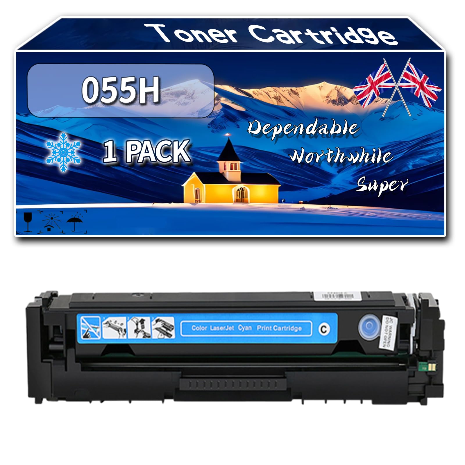 Compatible for Canon 055H Toner Cartridge, Work for Canon i-SENSYS MF744 MF744Cdw MF742 MF742Cdw MF746 MF746Cx LBP663 LBP663Cdw LBP664 LBP664Cx Printers, Toner Cartridge CRG-055H (1 Pack Cyan)