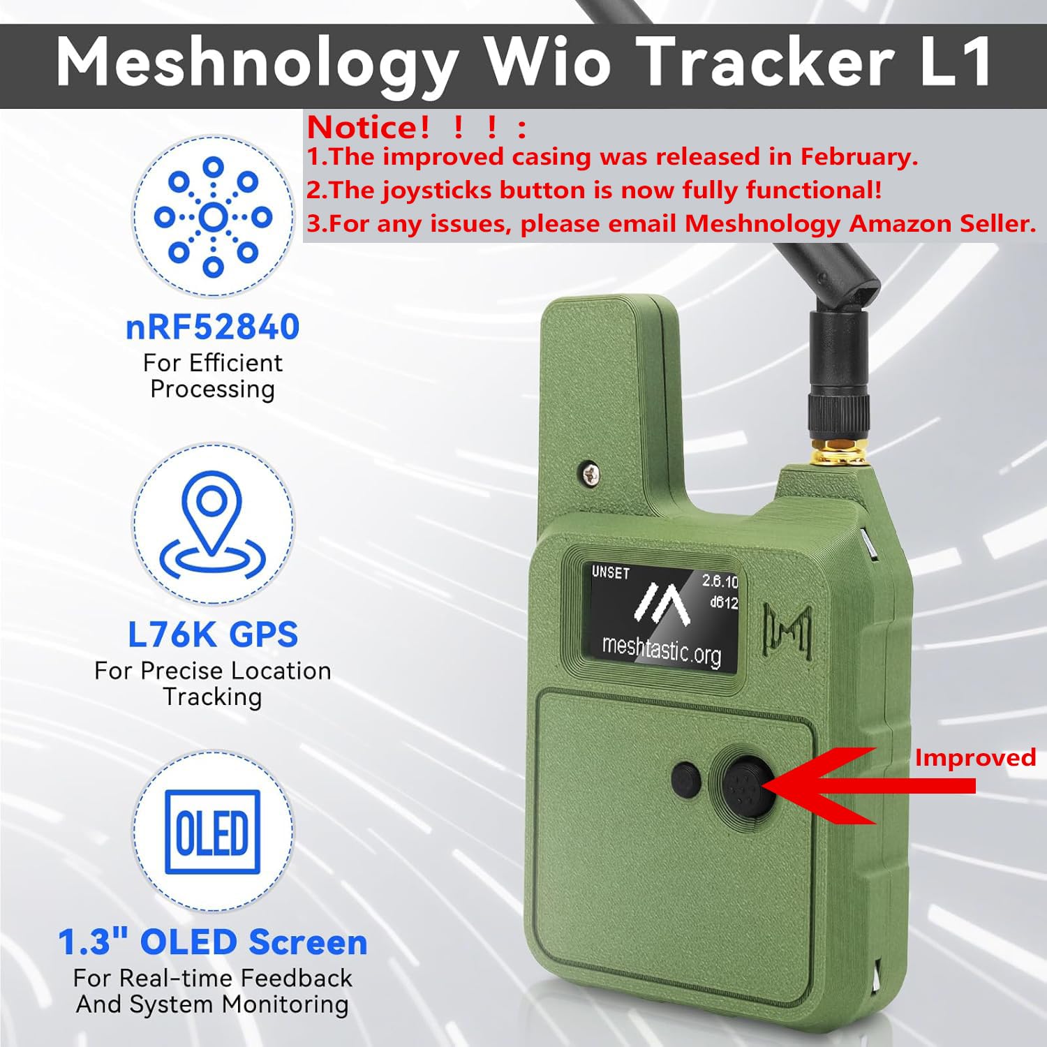Wio Tracker L1 Carte avec batterie 3000 mAh et étui – SX1262 nRF52840 Kit pour Ar Duino Mesh Tastic Lo Ra, Blue Tooth 5.0, GPS GNSS, OLED 1,3", batterie de type C à charge solaire (N37