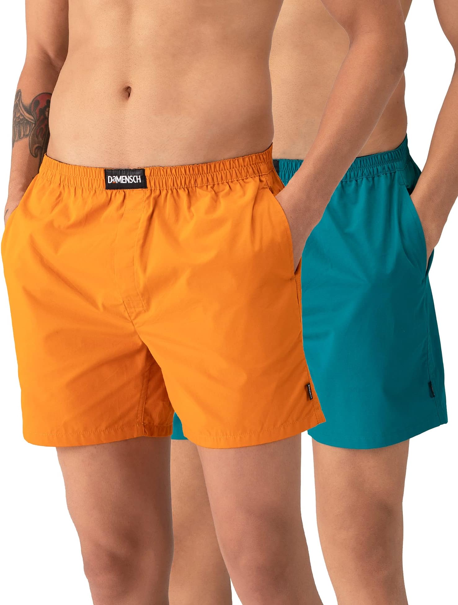 DAMENSCH Regular Fit Solid 100% Soft & Durable Cotton Boxer Shorts Dual Pockets Anti-Bacterial Moisture Wicking Microfibre Waistband Ultra-Light Boxers for Men