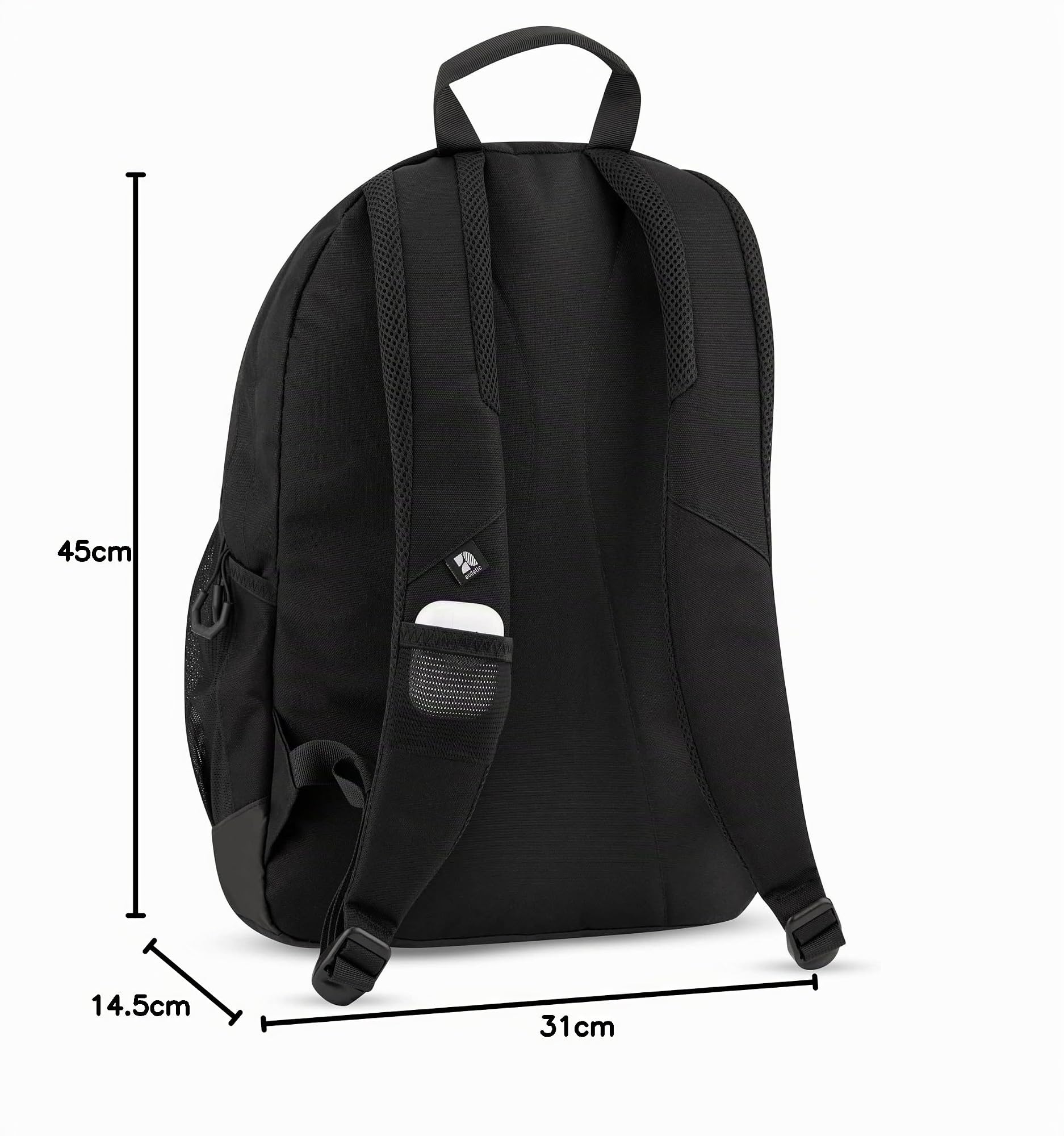 AUDETIC Mochila Mujer, Hombre y Niña Negro - Flex - Mochila Escolar Aesthetic para Portátil - Grande Bolso para Colegio y Viaje Adolescentes - Impermeable