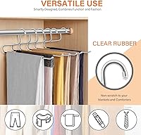 Vista 7 de Paquete de 6 perchas para mantas, perchas antideslizantes que ahorran espacio de acero inoxidable resistentes, organizadores de armario mejorados