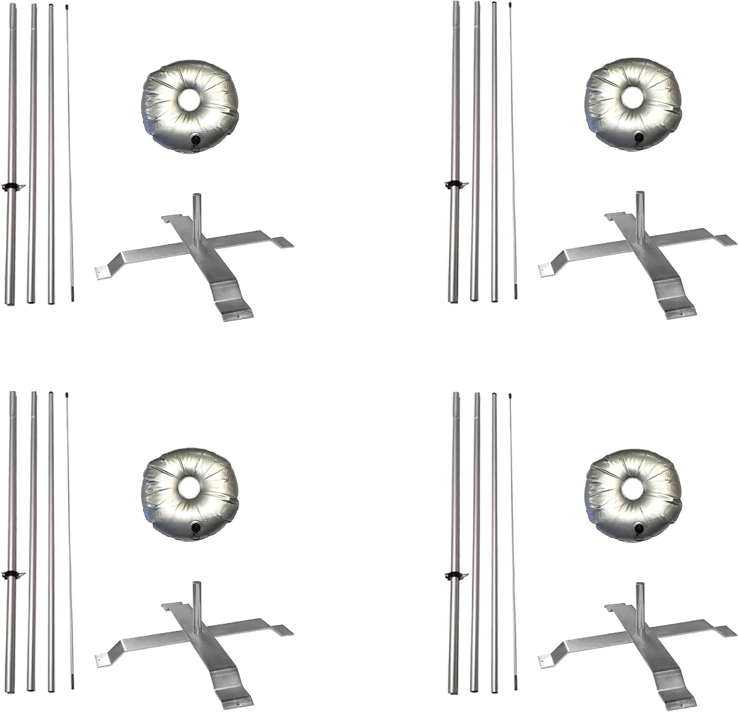 Feather Flag Telescoping fibre glass Hardware 14ft fibreglass Carbon fibre Flexible Pole tip Kits with Cross-Base and Weight-Donut Hardware Only. (Pack 1)